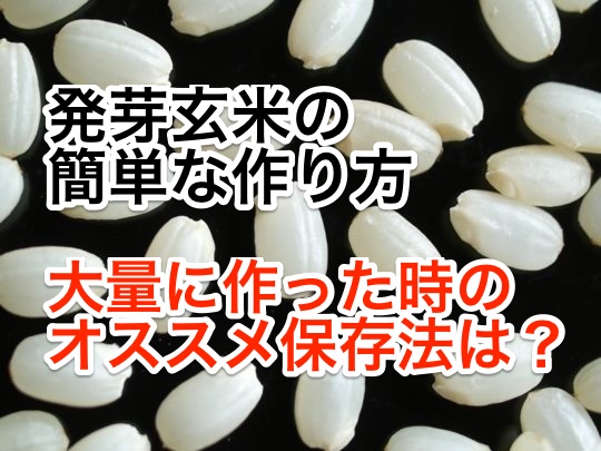 発芽玄米の簡単な作り方 大量に作った時の保存法は?