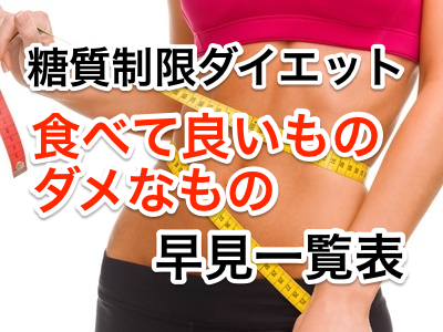 糖質制限ダイエット『食べていいもの、ダメなもの』食品早見一覧表
